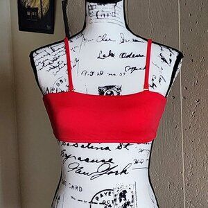 NWOT Red Swimsuit Top With Removable Straps (Medium)